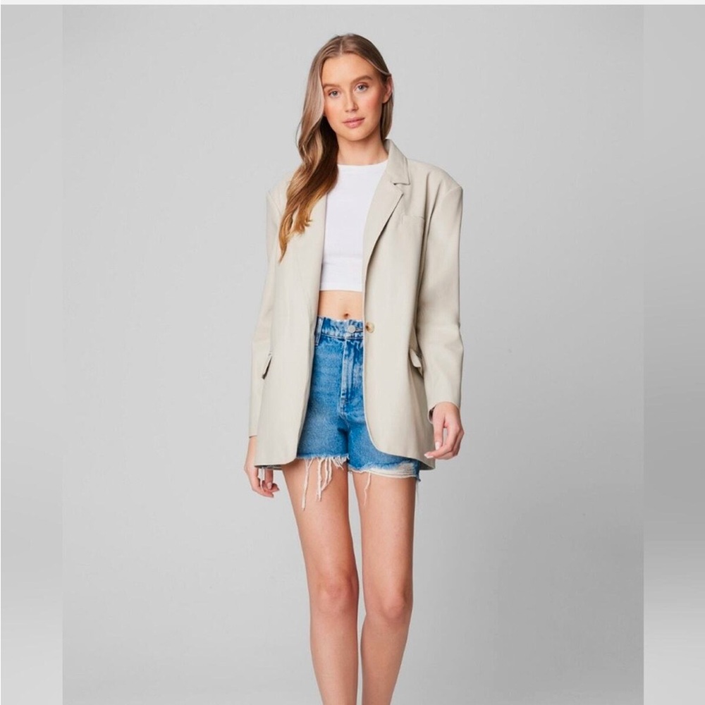 BLANKNYC Women’s Faux Leather Beige Blazer XS - Picture 4 of 9